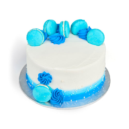 8" Blue Macaroons Cake